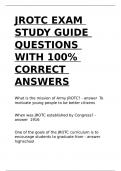 JROTC EXAM STUDY GUIDE QUESTIONS WITH 100- CORRECT ANSWERS