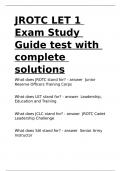 JROTC LET 1 Exam Study Guide test with complete solutions