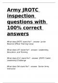 Army JROTC inspection questions with 100- correct answers.