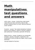 Math manipulatives test questions and answers