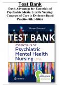 Davis Advantage for Essentials of Psychiatric Mental Health Nursing: Concepts of Care in Evidence-Based Practice 8th Edition Test Bank All Chapters (1-32) | A+ ULTIMATE GUIDE 