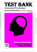 Test Bank - Abnormal Psychology, 9th Edition (Oltmanns, 2018)