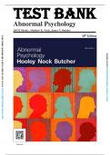 Test Bank - Abnormal Psychology, 18th Edition (Hooley, 2019)