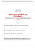 NURS 629 MVU EXAM 20242025 WITH GUARANTEED ACCURATE ANSWERS|VERIFIED