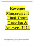 Revenue Management Final Exam Question & Answers 2024.