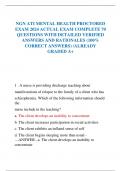 NGN ATI MENTAL HEALTH PROCTORED  EXAM 2024 ACTUAL EXAM COMPLETE 70  QUESTIONS WITH DETAILED VERIFIED  ANSWERS AND RATIONALES (100%  CORRECT ANSWERS) /ALREADY  GRADED A+