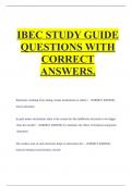 IBEC STUDY GUIDE QUESTIONS WITH CORRECT ANSWERS..