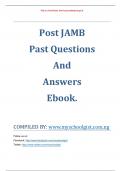 Post JAMB   Past Questions  And  Answers  Ebook.