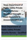 Texas Department of Public Safety Private Security Bureau - Qualified Manager Exam Questions & Answers(SCORED A+)