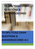 TX DPS/TCOLE EXAM QUESTIONS & ANSWERS(SCORED A+)