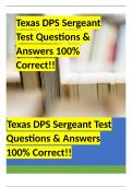 Texas DPS Sergeant Test Questions & Answers 100% Correct!!