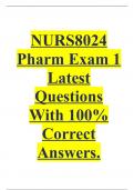 NURS8024 Pharm Exam 1 Latest Questions With 100% Correct Answers.