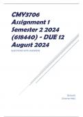 CMY3706 Assignment 1 Semester 2 2024 (618440) - DUE 12 August 2024