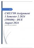 CMY3709 Assignment 1 Semester 2 2024 (390406) - DUE August 2024