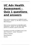 UC Adv Health Assessment - Quiz 1 questions and answers