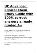 UC Advanced Clinical Chem Study Guide with 100- correct answers already graded A+