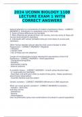 2024 UCONN BIOLOGY 1108 LECTURE EXAM 1 WITH CORRECT ANSWERS