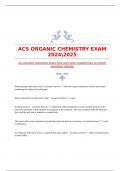 ACS ORGANIC CHEMISTRY EXAM 20242025 WITH GUARANTEED ACCURATE ANSWERS|VERIFIED