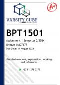 BPT1501 Assignment 1 (DETAILED ANSWERS) Semester 2 2024 - DISTINCTION GUARANTEED