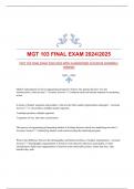 MGT 103 FINAL EXAM 20242025 WITH GUARANTEED ACCURATE ANSWERS|VERIFIED