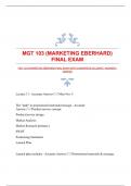 MGT 103 (MARKETING EBERHARD) FINAL EXAM WITH GUARANTEED ACCURATE  ANSWERS|VERIFIED