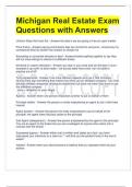 Michigan Real Estate Exam Questions with Answers 