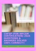 CHFSP (FOR IBFCSM CERTIFICATION) 2024 QUESTIONS & ANSWERS SOLVED 100% CORRECT!!