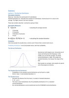 Statistics - summary 