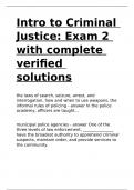 Intro to Criminal Justice Exam 2 with complete verified solutions.