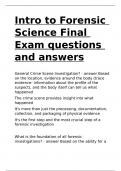 Intro to Forensic Science Final Exam questions and answers.