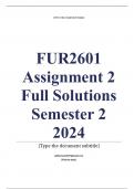 FUR2601 Assignment 2 (COMPLETE QUESTIONS & ANSWERS) Semester 2 2024 ;100 % TRUSTED workings, Expert Solved, Explanations and Solutions. 