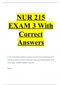 NUR 215 EXAM 3 With Correct Answers.