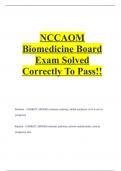 NCCAOM Biomedicine Board Exam Solved Correctly To Pass!!.