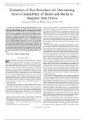 Evaluation of Test Procedures for Determining Servo Compatibility of Heads and Media in Magnetic Disk Drives Priyadarshee D. Mathur and William C. Messner, Member, I