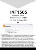 INF1505 Assignment 3 (ANSWERS) 2024 - DISTINCTION GUARANTEED