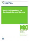 Maintained Hypotheses and   Questions in Search of Answers