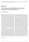 Editorial  New Answers and Questions Arising from  Corporate Governance Research