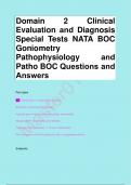 Domain 2 Clinical  Evaluation and Diagnosis Special Tests NATA BOC Goniometry Pathophysiology and Patho BOC Questions and  Answers