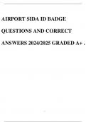 AIRPORT SIDA ID BADGE QUESTIONS AND CORRECT ANSWERS 2024/2025 GRADED A+ .