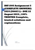 INF1505 Assignment 3 (COMPLETE ANSWERS) 2024 (506671) - DUE 22 August 2024 ; 100% TRUSTED Complete, trusted solutions and explanations.