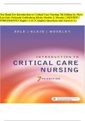 Test Bank For Introduction to Critical Care Nursing 8th Edition by Mary Lou Sole; Deborah Goldenberg Klein; Marthe J. Moseley | 2023/2025 | 9780323641937| Chapter 1-21 | Complete Questions and Answers A+