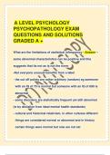 A LEVEL PSYCHOLOGY PSYCHOPATHOLOGY EXAM QUESTIONS AND SOLUTIONS  GRADED A +