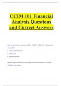 CCIM 101 Financial Analysis Questions and Correct Answers.