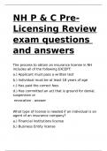 NH P & C Pre-Licensing Review exam questions and answers.