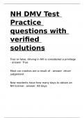 NH DMV Test Practice questions with verified solutions