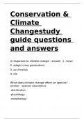 Conservation & Climate Changestudy guide questions and answers.