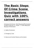 The Basic Steps Of Crime Scene Investigations Quiz with 100- correct answers.docx