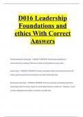 D016 Leadership Foundations and ethics With Correct Answers.