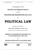 A Compilation of the  Questions and Suggested Answers   In the  PHILIPPINE BAR EXAMINATIONS 2007-2013  In  POLITICAL LAW