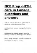 NCE Prep -HLTH care in Canada questions and answers.